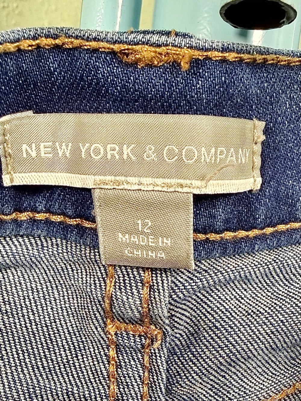 New York & Company Blue Skinny Jeans with Rose Embroidery - Picture 6 of 8